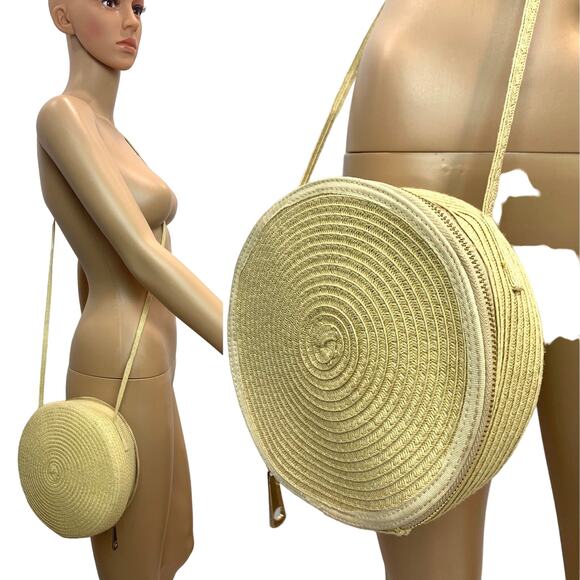 Y2K Bohemian Round Woven Natural Straw Shoulder Bag - Picture 4 of 10